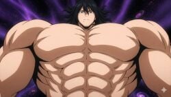 1girls abs ai_generated black_hair disappointed_look dominant_female extreme_muscles gemini gilf grandmother heroine japanese_female looking_down_at_viewer muscle_fetish muscular_female my_hero_academia naked_female nana_shimura pecs_bigger_than_head