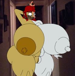 mario_(series) fnaf_fangame fnaw five_nights_at_wario's princess_daisy virus_daisy_(fnaw) nightmare_waifu 1girls female female_only female_focus solo solo_focus standing indoors nude nude_female nudity naked naked_female completely_nude completely_nude_female princess royalty crown earrings smile smiling looking_at_viewer creepy_smile red_hair pose posing nipples breasts big_breasts large_breasts huge_breasts breasts_bigger_than_head themadguy_(editor) theluxusguy_(editor) voluptuous voluptuous_female pussy belly hips wide_hips thick_thighs thighs ass butt big_butt big_ass large_ass large_butt house_of_horrorbrews spirit
