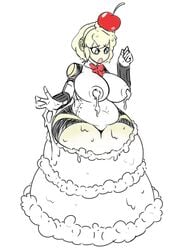 aegis_(persona) aigis_(persona) android cake cake_girl colored fat female female_only food_girl lactation large_breasts persona persona_(series) persona_3 sealguy shin_megami_tensei solo solo_female thick transformation