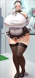 1girls alternate_version_available armwear beautiful_woman big_breasts black_panties breasts eyewear female female_only footwear full_body giantess glasses hair hair_bun headwear heavenly_body heels huge_breasts labiata_prototype_(last_origin) large_breasts last_origin legs legwear maid maid_headdress maid_outfit maid_uniform massive_breasts mature mature_female mature_woman milf namamo_(kura) outfit panties plump skirt solo solo_female stockings thick_thighs thighhighs thighs unbothered voluptuous voluptuous_female voluptuous_woman white_hair