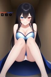 1girls ai_generated artist_self-insert blue_eyes bra emzie01 funemily1 heterochromia long_hair looking_at_viewer medium_breasts nai_diffusion panties red_eyes skirt stable_diffusion tagme thin_legs upskirt watermark white_panties