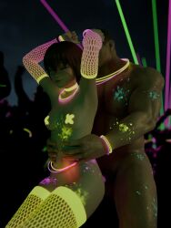 1boy 1girls alex_(alexw95) alexw95 animated armpits arms_above_head arms_on_waist arms_up fishnet_armwear fishnet_legwear fishnet_stockings fishnets from_behind from_behind_position glowing glowing_fishnets glowing_genitalia glowing_markings glowing_penis no_sound sex sex_from_behind shorter_than_30_seconds tagme video