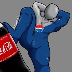 zsombi_art pepsi pepsiman coca-cola bulge nipples soda muscular gay male_only tagme 1:1 absurd_res