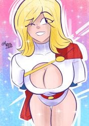 1girls auzzyspice big_breasts black_eyes blonde_hair blue_eyes blue_gloves boob_window boobs boobs_focus breasts cape cleavage cleavage_cutout cosplay dc dc_comics female female_only gloves hips hips_focus huge_breasts kara_zor-l karen_starr large_breasts leotard medium_hair missfaves pin_up power_girl power_girl_(cosplay) power_girl_cosplay_pose_(missfaves) real_person red_cape smile solo solo_female superman_(series) thick_thighs thighs white_leotard wink