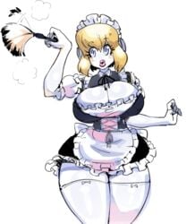 1girls aegis_(persona) aigis_(persona) atlus bimbo bimbofication blonde_hair borvar breasts empty_eyes female female_only gynoid happy_trance huge_breasts large_lips lipstick maid persona persona_3 persona_3_portable robot short_hair solo solo_female transformation