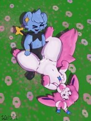2025 3:4 anthro blue_body bodily_fluids bow_ribbon cum cum_inside duo eeveelution fan_character female field field_background flower flower_field generation_4_pokemon generation_6_pokemon genital_fluids grass grass_field hair heart_eyes heart_symbol hi_res lynxsparx male male/female nintendo penetration penile penile_penetration penis penis_in_vagina pink_hair plant pokemon pokemon_(species) pussy ribbons shinx signature simple_background sylveon vaginal_penetration waltz_katt white_body
