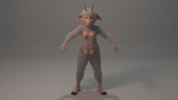 3d anthro barefoot caprine female furry goat horns mammal nude realistic solo tfancred