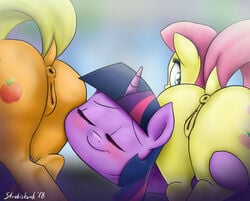 2018 anus applejack_(mlp) ass equine female feral fluttershy_(mlp) friendship_is_magic horn horse mammal my_little_pony pony pussy strebiskunk twilight_sparkle_(mlp) unicorn