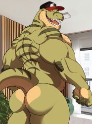anthro ass bara barazoku darknaigart dinosaur jace_(darknaig) male male_only muscles muscular nude scalie solo solo_male tyrannosaurus_rex