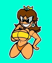 armpits ass bimbo bimbo_body bimbofication bimbofied body_modification breasts cordrocker disney dollification female implied_transformation knick_knack mario_(series) permanent_smile pixar princess_daisy smile sunglasses sunnification thick_thighs thin_waist tinted_eyewear transformation wide_hips