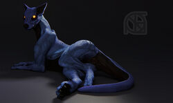 3d alien anthro anus arkkin ass biceps black_nose cosmiclife dark_theme dragon drake_(disambiguation) feet female feral flat_chested hybrid looking_at_viewer lying on_side paws pinup pose pussy scalie semi-anthro solo