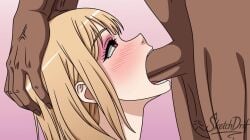 1boy 1boy1girl 1girls african_male big_penis black_body black_male black_penis blonde_hair deep_throat deepthroat eye_shadow female interracial interracial_sex kitagawa_marin long_hair looking_at_penis my_dress_up_darling pink_eyes rumi_sniffing_gimbap sketchdrif smelling_penis tagme video