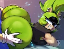 2025 afrosoricid anal anal_sex angry anthro ass big_breasts big_butt blue_eyes breasts butt_grab clenched_teeth clothing duo erection eulipotyphlan female fur genitals gloves green_body green_fur green_hair hair hand_on_butt handwear hedgehog hi_res hot_dogging huge_butt hyper hyper_butt idw_publishing looking_at_another looking_at_partner looking_back looking_back_at_another looking_back_at_partner lying madheaven male male/female mammal on_front penetration penile penile_penetration penis penis_in_ass sega sex shirt sonic_the_hedgehog sonic_the_hedgehog_(comics) sonic_the_hedgehog_(idw) sonic_the_hedgehog_(series) surge_the_tenrec tank_top teeth tenrec topwear