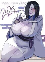 big_breasts black_hair huge_breasts kemono lightsource long_hair looking_at_viewer naruto orochimaru pale-skinned_female rule_63 slit_pupils snake snake_eyes yellow_eyes