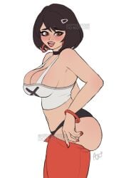 armasdraws blush evie_(fortnite) fortnite fortnite:_battle_royale inconvenient_ass inconvenient_breasts sketch struggling_to_fit