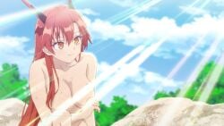 big_ass big_breasts big_thighs breasts dragon dragongirl dragonoid horns naked red_hair sunlight tania_(yuusha_party_wo_tsuihou) yuusha_party_wo_tsuihou_sareta_beast_tamer_saikyoushu_no_nekomimi_shoujo_to_deau