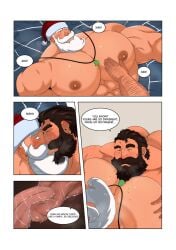 bara bear big_breasts big_muscles braum celebrity christmas comic comic_page comic_panel comics daddy dialogue dilf ducka-98 facial facial_hair gay hair holidays kissing league_of_legends malcolm_graves merry_christmas moustache muscle muscles muscular muscular_male santa_braum santa_costume sex snow_day_graves snowdown_series text