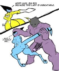 absurd_res alien ben_10 blue_body cartoon_network defeated dominant dominant_male duo female hi_res humanoid imminent_sex kineceleran male male/female submissive submissive_female superhero tail tail_grab xlr8