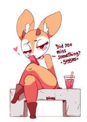 1girls 2019 aggressive_retsuko animated antelope anthro areolae beverage blush bovid breasts brown_fur dialogue diives english_text featureless_breasts female female_only fur furry furry_only gif heart horns looking_at_viewer mammal multicolored_fur nipples nude phone pussy sanrio simple_background small_breasts solo text thick_thighs tsunoda two_tone_fur white_background white_fur