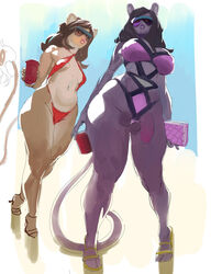 1futa 1girls 2018 anthro ball_bulge ball_slip balls balls_in_panties balls_under_clothes bikini biped black_balls black_fur black_hair black_tail breasts brown_fur brown_hair brown_tail cleavage clothed clothing cup curvy dark-skinned_futanari dickgirl duo eyewear feline female flaccid flat_chest footwear front_view fur futa_sans_pussy futa_with_female futanari hair hi_res high_heels holding_cup holding_object huge_breasts humanoid_penis idlecil ineffective_clothing ineffective_panties intersex kenno_arkkan lion long_hair low-angle_view mammal multicolored_fur one-piece_swimsuit open_toe_shoes panther panties panty_bulge penis penis_out penis_slip poking_out purple_penis purse shoes small_clothes small_panties standing sunglasses swimsuit tail_tuft tan_fur tuft two_tone_fur wardrobe_malfunction wide_hips