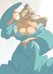 1girls ass big_ass big_breasts blonde_female blonde_hair blonde_hair blonde_hair_female blue_eyes blue_eyes_female breasts clothed clothing crown dress earrings eyes female female_focus female_only fully_clothed hair_over_one_eye hourglass_figure leedraw11 mario_(series) nintendo princess princess_rosalina solo solo_focus star_earrings super_mario_galaxy