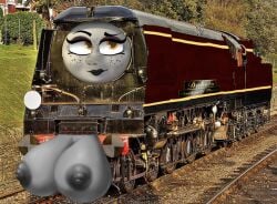 grey_breasts grey_face locomotive makeup steam_locomotive train