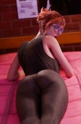 3d ass ass_focus bed bedroom before_sex bubble_ass bubble_butt dbd dead_by_daylight glasses massage mikaela_reid on_bed on_stomach piercing saltyu short_hair