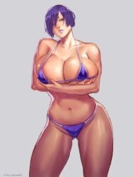 1female abs athletic_female big_breasts bikini breasts female_only grabbing_own_breast kasai_x3 lejeanx3 original original_character slim_waist voluptuous_female