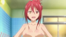 1girls animated areolae breasts female heterochromia heterochromia_iridum large_breasts nikaidou_arashi nipples nude onii-chan_dakedo_ai_sae_areba_kankeinai_yo_ne red_hair screencap solo