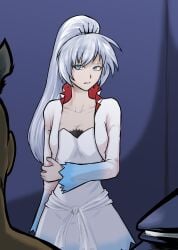 aima_zero before_sex blue_eyes dark-skinned_male faunus no_penetration no_sex part_of_a_set patreon rwby scar weiss_schnee white_hair