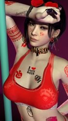 ada_wong asian asian_female ass ass_focus barefoot bikini black_hair black_nails bleached bleached_asian bleached_clothing body_writing breasts breasts_out calvin_klein choker cleavage collar curvy curvy_female curvy_figure earrings feet female heart_sunglasses hoop_earrings lingerie looking_at_viewer nipples_visible_through_clothing painted_nails pinup pole pole_dancing pose posing qoh queen_of_hearts queen_of_hearts_tattoo red_lingerie red_sunglasses resident_evil resident_evil_4 ricebunny ripped_clothing round_ass seductive shiny_skin short_hair smile soles solo solo_female sports_bra sweat tagme tattoos tattoos_everywhere underboob wet_skin