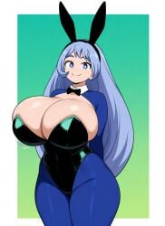 ai_generated blue_hair bunnysuit hadou_nejire large_breasts long_hair my_hero_academia nejire_hado schoolgirl