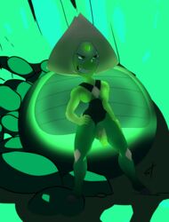 2018 alien anthro balls breasts cartoon_network clothed clothing dickgirl female futanari gem_(species) hair hand_on_hip humanoid intersex mammal navel penis peridot_(steven_universe) simple_background smile solo solo_futa standing standing_tough steven_universe