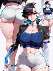 1girls ai_generated ass breasts cleavage difuxer female female_only large_ass large_breasts light-skinned_female light_skin looking_at_viewer luna_snow luna_snow_(marvel_rivals) marvel marvel_rivals solo thighs wide_hips