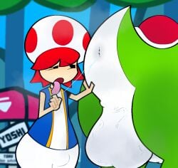 alternate_version_at_source big_balls big_dom_small_sub big_penis bit-fruity buldge dinosaur disgusted femboy gay human_on_anthro male/male mario_(series) musk_clouds rimjob rimming rimming_male saliva_string saliva_trail super_mario_bros. toad_(mario) yoshi