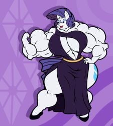 abs biceps big_breasts big_muscles breasts clevage dress hair horn huge_breasts large_breasts large_muscles muscles muscular muscular_arms muscular_female muscular_legs muscular_thighs my_little_pony my_little_pony_friendship_is_magic pecs purple_hair rarity_(mlp) squeakimus voluptuous wide_hips