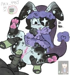 1boy 1boy1girl 1futa alex_pbj anthro anus astro_(dandy's_world) before_penetration before_sex cuntboy cuntboy/male dandy's_world dandys_world dark_markings female feral fluffy furry futanari intersex male markings nervous_smile paws penis_against_ass penis_between_ass pussy pussy_juice raised_leg robot_girl star_(symbol) suprised_expression text vee_(dandy's_world)