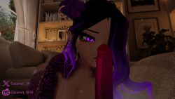 1female 1girls blowjob breasts breasts coconut_1819 dildo dildo_in_mouth female licking licking_penis nude solo sucking vrchat vrchat_avatar vrchat_model