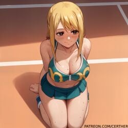 ai_generated artist_name artist_signature fairy_tail lucy_heartfilia patreon_username sweat tennis_uniform