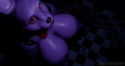 3d animatronic anthro big_breasts blue_body blue_fur bonnie_(fnaf) bonnie_(octal) bowtie breasts bunny_ears bunny_girl chubby chubby_female deckersfm female female_focus female_only five_nights_at_freddy's furry indigo_body indigo_fur joints lagomorph large_areolae leporid looking_at_viewer nipples nude nude_female overweight overweight_female pink_eyes purple_body purple_fur rabbit rabbit_ears red_bowtie solo solo_female viewed_from_above watermark