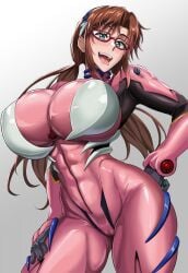 bodysuit breasts female female female_only jet_puri light-skinned_female mari_illustrious_makinami massive_breasts neon_genesis_evangelion skin_tight_suit