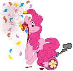 blast blood bodily_fluids cannon confetti death dying equid equine female female_death feral food friendship_is_magic gore guro hasbro horse impaled_with_own_weapon laugh littlepinebox mammal my_little_pony party pastry pinkie pinkie_pie_(mlp) pony ranged_weapon snuff solo stretched_pussy trauma weapon