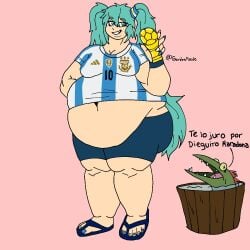 argentinian_miku bbw belly_bulge belly_hang belly_overhang big_breasts gordasfeede hatsune_miku huge_ass huge_belly huge_thighs knees latin_american_hatsune_miku_(meme) thick_legs thick_thighs tight_clothing twintails