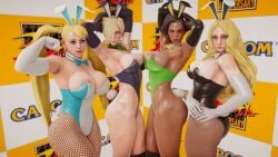 3d 4girls athletic athletic_female bare_shoulders bunny_ears bunny_girl bunnysuit busty capcom cleavage ecchi_fighties falke female female_focus female_only hourglass_figure kolin laura_matsuda pinup pinup_pose rainbow_mika skimpy skimpy_clothes street_fighter street_fighter_v tagme wide_hips