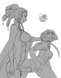 ass assertive big_breasts big_penis breasts doggy_style emerald_sustrai female femsub from_behind_position futa_on_female futadom futanari holding_own_ass human intersex looking_back monochrome my_pet_tentacle_monster outerwear partially_clothed penetration penis pussy rwby salem_(rwby) stockings straps thighhighs thighs vaginal vaginal_penetration