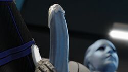 1futa 3d alien animated asari close-up clothed_masturbation clothing cum erection fully_clothed futa_only futanari gif intersex liara_t'soni likkezg looking_at_viewer mass_effect masturbation masturbation_through_clothing penis solo spread_legs