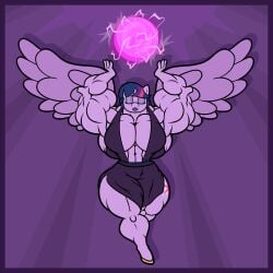 abs biceps big_breasts breasts dress hair horn large_breasts muscles muscular muscular_arms muscular_female muscular_legs muscular_thighs my_little_pony my_little_pony_friendship_is_magic pecs purple_hair squeakimus twilight_sparkle_(mlp) wings