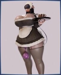 1girls 3d 3d_animation animated big_breasts black_hair breasts brown_skin choker condom cum cum_in_cup cup female filled_condom futanari garter_straps glasses long_ears long_hair maharenart maid maid_uniform no_sound orange_eyes shirt skirt skirt_lift tagme tail thighhighs video