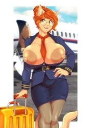 big_breasts breasts breasts_out flashing flight_attendant furry galacticmichi katrina_fowler