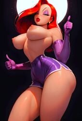 ai_generated aintthatnice ass gloves jessica_rabbit red_hair red_lipstick shorts thick_thighs who_framed_roger_rabbit